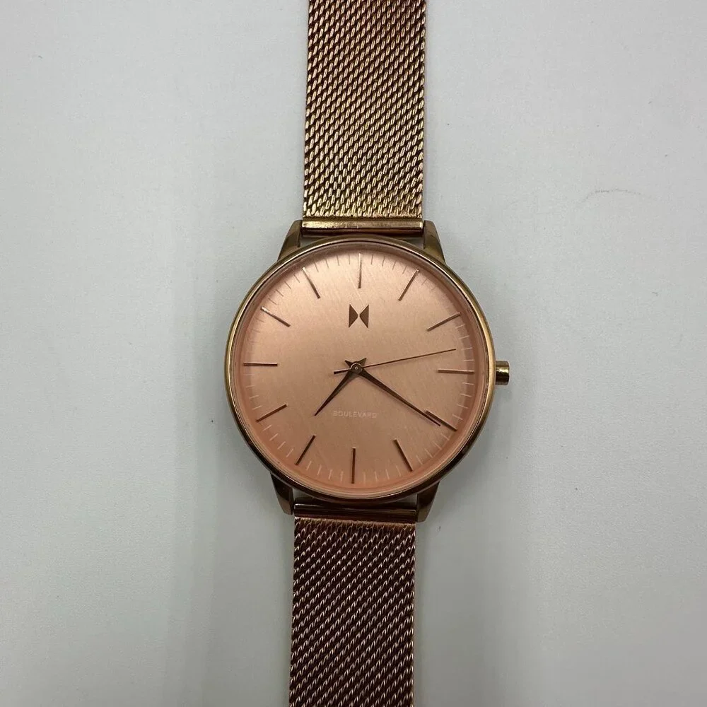 MVMT Hermosa Watch Women Rose Gold Tone 38MM Dial Mesh Band New Battery 8.5